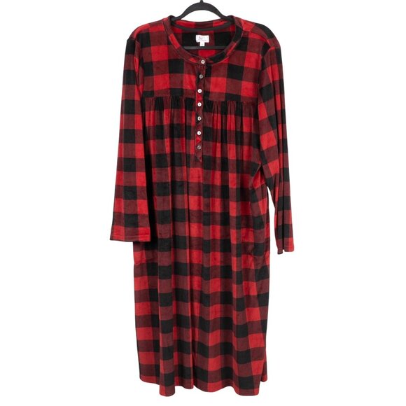 Aria Collection Other - Aria Collection Plaid Nightgown 3X Womens Red Black Polyester Long Sleeve Winter